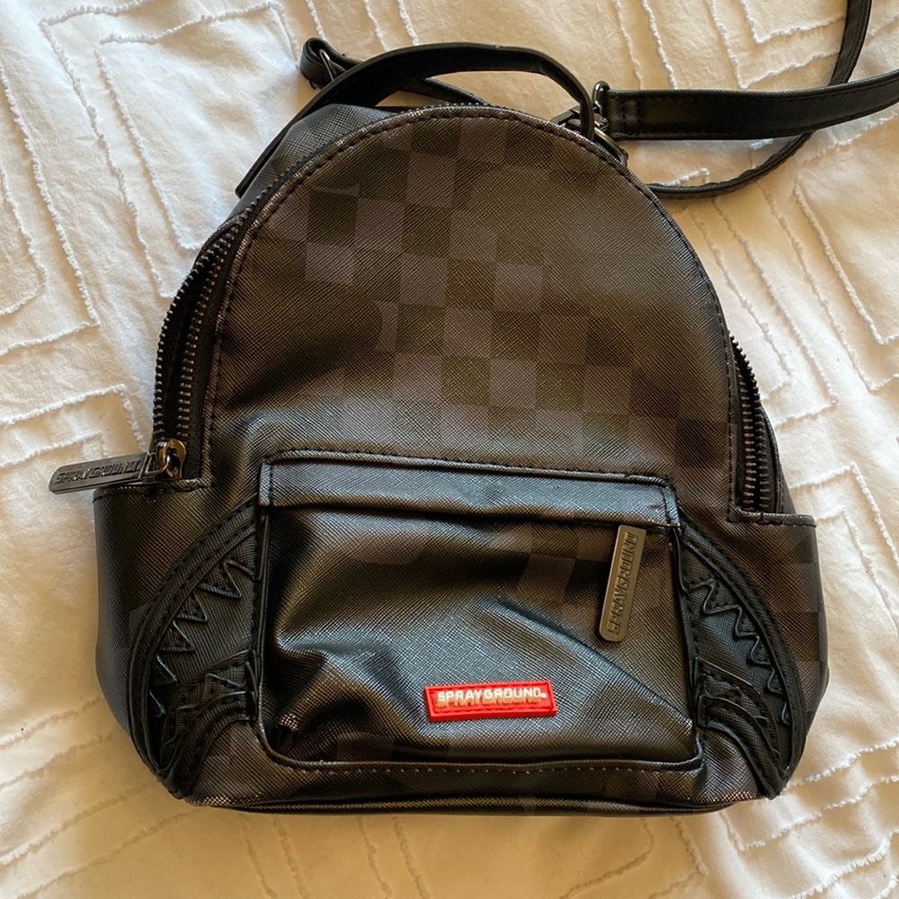 Sprayground Mini Backpack Purse black checker, print limited edition with strap